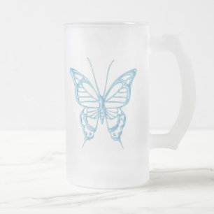 Taza De Cristal Esmerilado ¡Taza de la mariposa del arándano.!
