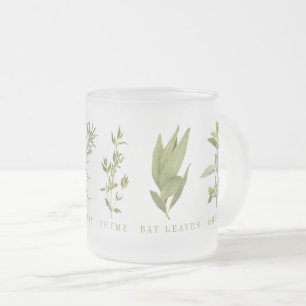 Taza De Cristal Esmerilado Taza de vidrio esmerilado con 6 hierbas frescas