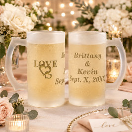 Taza De Cristal Esmerilado Taza de vidrio esmerilado con corazón de amor de n