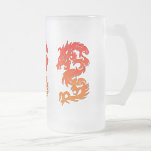 Taza De Cristal Esmerilado Taza de vidrio esmerilado con dragón chino