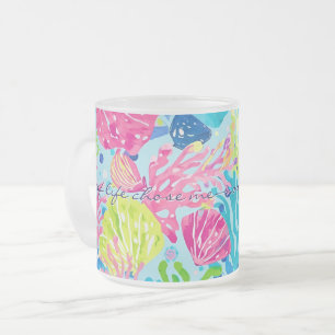Taza De Cristal Esmerilado Taza de vidrio esmerilado con gráfico elegante