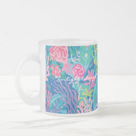 Taza De Cristal Esmerilado Taza de vidrio esmerilado con gráfico elegante