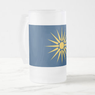 Taza De Cristal Esmerilado Taza de vidrio esmerilado con la bandera de Macedo