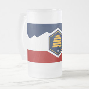 Taza De Cristal Esmerilado Taza de vidrio esmerilado con la bandera de Utah, 