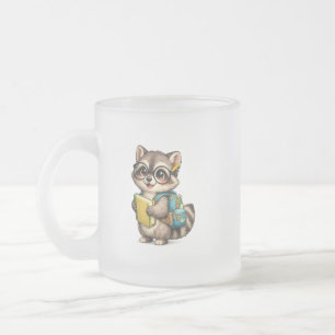 Taza De Cristal Esmerilado Taza de vidrio esmerilado con mapache lindo estudi