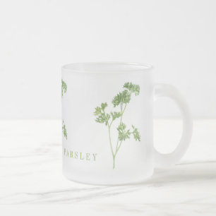 Taza De Cristal Esmerilado Taza de vidrio esmerilado con perejil fresco