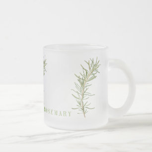 Taza De Cristal Esmerilado Taza de vidrio esmerilado con romero fresco