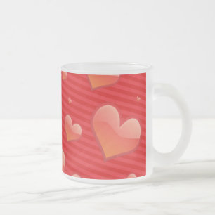 Taza De Cristal Esmerilado Taza de vidrio esmerilado Corazones Rojos