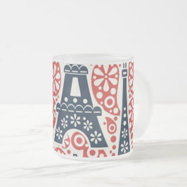 Taza De Cristal Esmerilado Taza de vidrio esmerilado floral Folk París