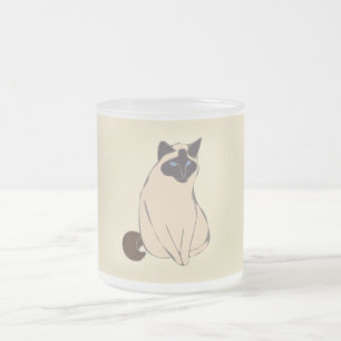 Taza De Cristal Esmerilado Taza de vidrio esmerilado gato siamés