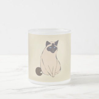 Taza De Cristal Esmerilado Taza de vidrio esmerilado gato siamés
