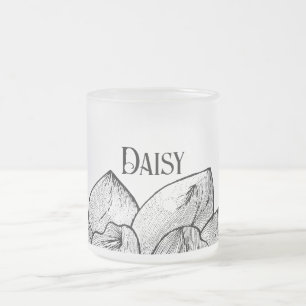 Taza De Cristal Esmerilado Taza de vidrio esmerilado personalizada Daisy