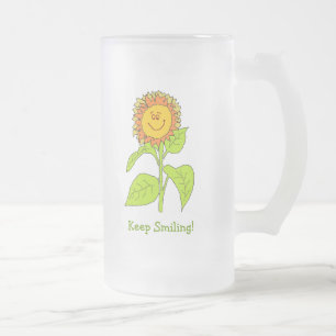 Taza De Cristal Esmerilado Taza del vidrio esmerilado con diseño sonriente