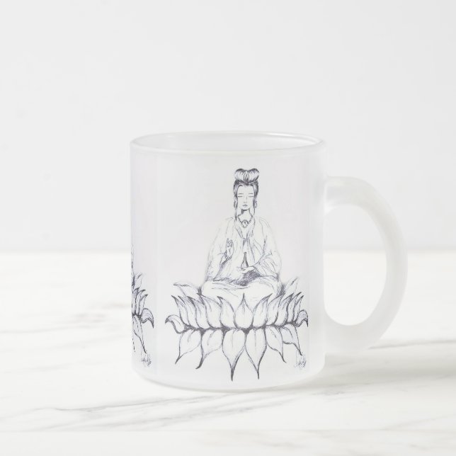 Taza De Cristal Esmerilado Taza del vidrio esmerilado de Kuan Yin (Derecha)