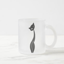 Taza De Cristal Esmerilado Taza del vidrio esmerilado del gato negro