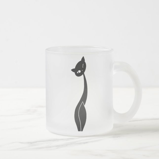 Taza De Cristal Esmerilado Taza del vidrio esmerilado del gato negro (Derecha)