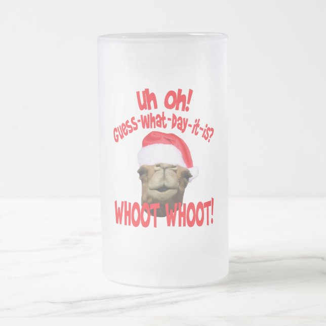 Taza De Cristal Esmerilado Taza del vidrio esmerilado del navidad del camello (Centro)