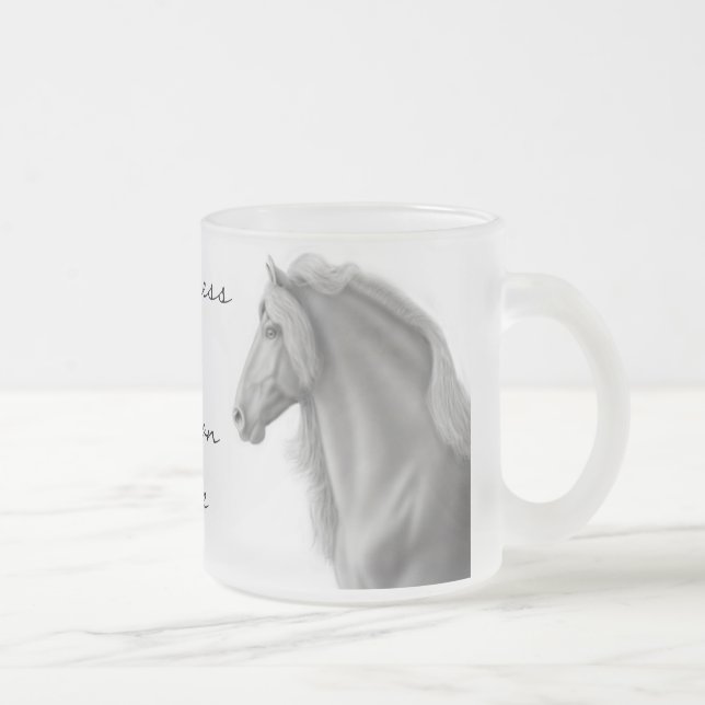 Taza De Cristal Esmerilado Taza frisia del vidrio esmerilado del caballo (Derecha)
