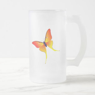 Taza De Cristal Esmerilado Taza grande del vidrio esmerilado de la mariposa