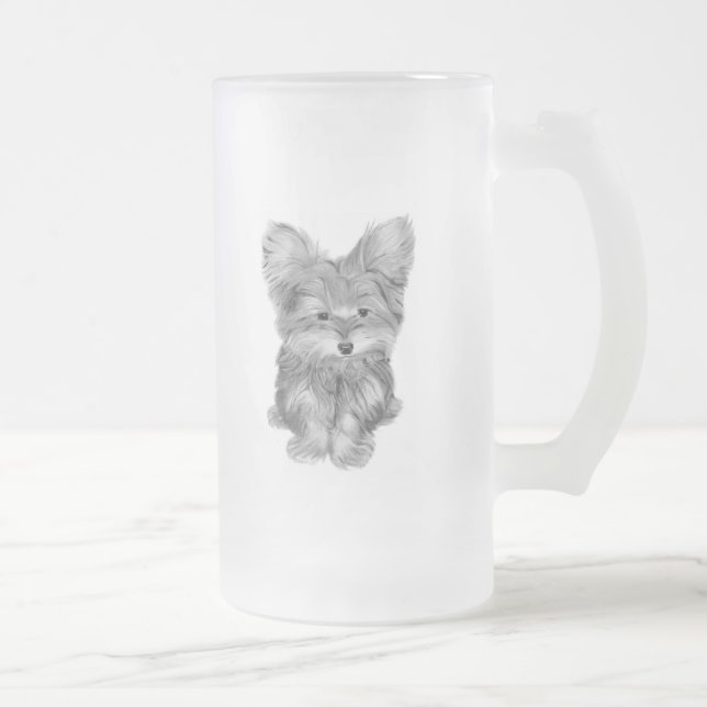 Taza De Cristal Esmerilado Taza linda del vidrio esmerilado del perro de (Derecha)