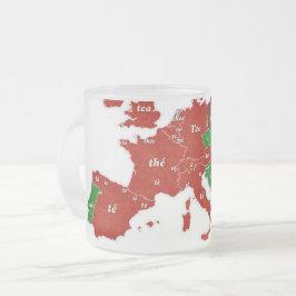 Taza De Cristal Esmerilado Taza lingüística del vidrio esmerilado del mapa de