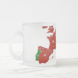 Taza De Cristal Esmerilado Taza lingüística del vidrio esmerilado del mapa de