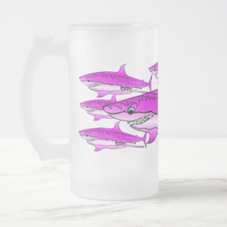 Taza De Cristal Esmerilado Taza rosada del vidrio esmerilado de los tiburones