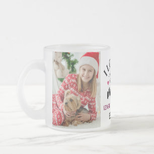 Taza De Cristal Esmerilado Te amo mamá Elegante collage de 2 fotos con letr