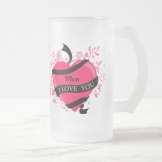 Taza De Cristal Esmerilado Te amo mamá personalizada