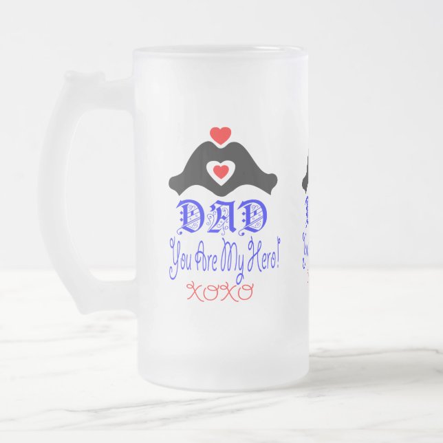 Taza De Cristal Esmerilado ↷ Te amo papá, eres mi héroe fabuloso (Izquierda)