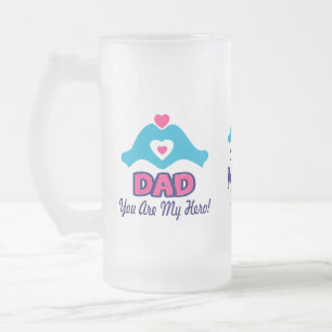 Taza De Cristal Esmerilado ↷ Te amo papá, eres mi héroe fabuloso