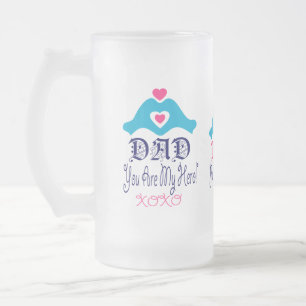Taza De Cristal Esmerilado ↷ Te amo papá, eres mi héroe fabuloso