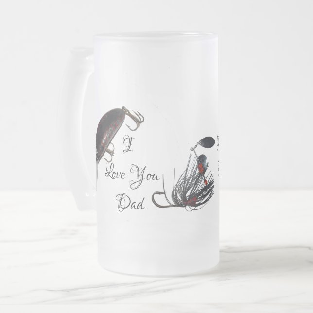 Taza De Cristal Esmerilado Te Amo Papá, Pescando Lures, (Anverso izquierdo)