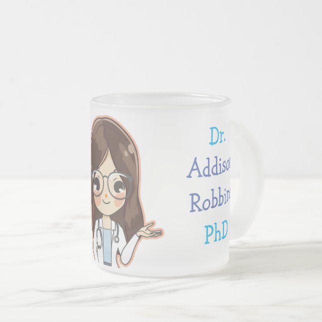 Taza De Cristal Esmerilado Té de graduación de doctorado personalizado Dr. (s (Anverso derecho)