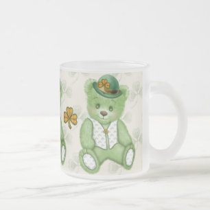 Taza De Cristal Esmerilado Teddybear irlandés - Verde