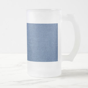 Taza De Cristal Esmerilado Tejido textil original azul moda jean denim