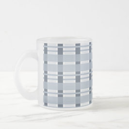 Taza De Cristal Esmerilado Tejidos de Cuadro Azul y Rayas