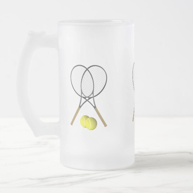 Taza De Cristal Esmerilado Tema deportivo del Doubles Tennis (Izquierda)