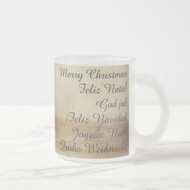 Taza De Cristal Esmerilado Tema navidad con Navidad (Derecha)