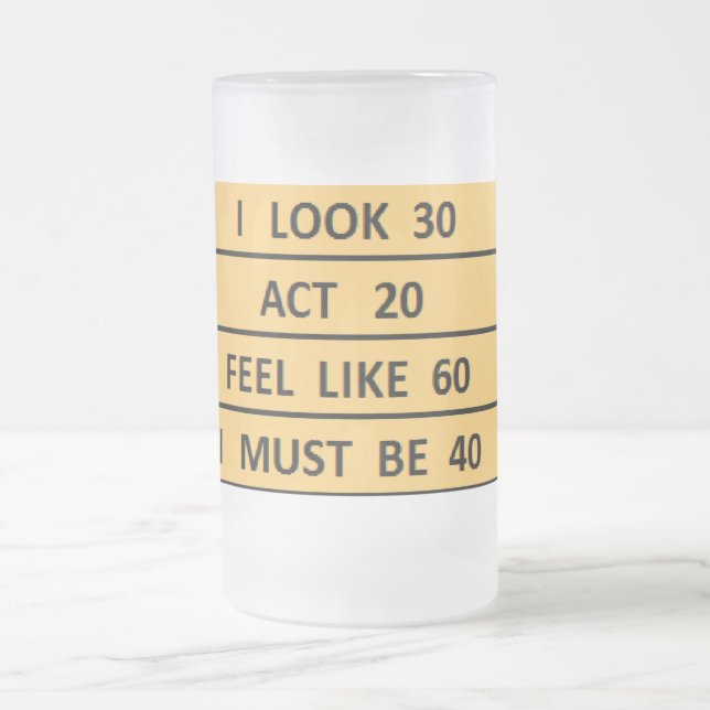 Taza De Cristal Esmerilado "Tengo que tener 40" Crisis de cumpleaños (Centro)