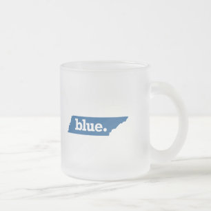 TAZA DE CRISTAL ESMERILADO TENNESSEE ESTADO AZUL