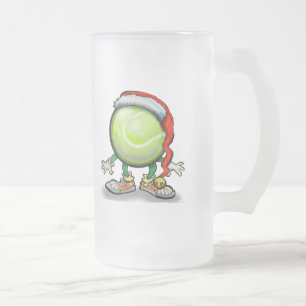 Taza De Cristal Esmerilado Tennis Chrsitmas