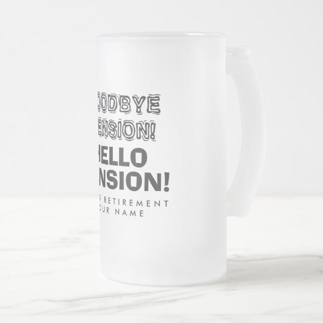 Taza De Cristal Esmerilado Tensión de adiós jubilación feliz (Anverso derecho)
