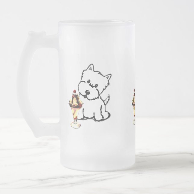 Taza De Cristal Esmerilado Terrieres y crema (Izquierda)