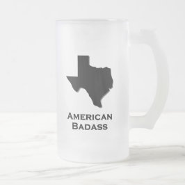 Taza De Cristal Esmerilado Texas American Badass black