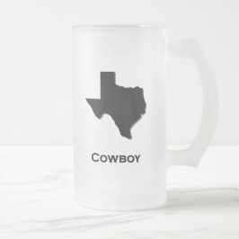 Taza De Cristal Esmerilado Texas Cowboy