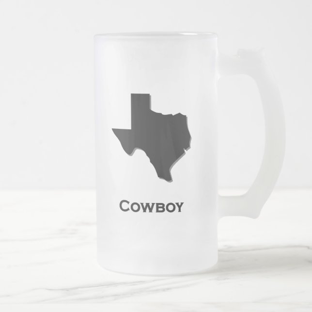 Taza De Cristal Esmerilado Texas Cowboy (Derecha)
