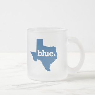 TAZA DE CRISTAL ESMERILADO TEXAS ESTADO AZUL