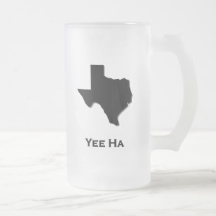 Taza De Cristal Esmerilado Texas Yee Ha