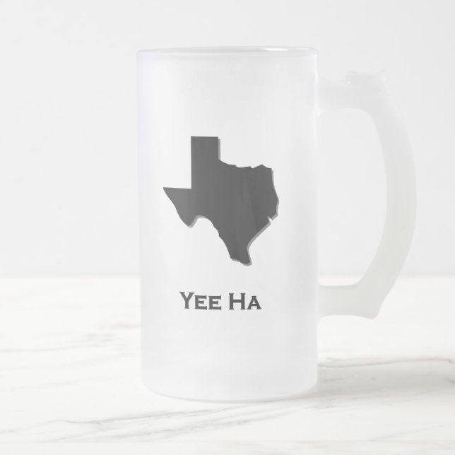 Taza De Cristal Esmerilado Texas Yee Ha (Derecha)